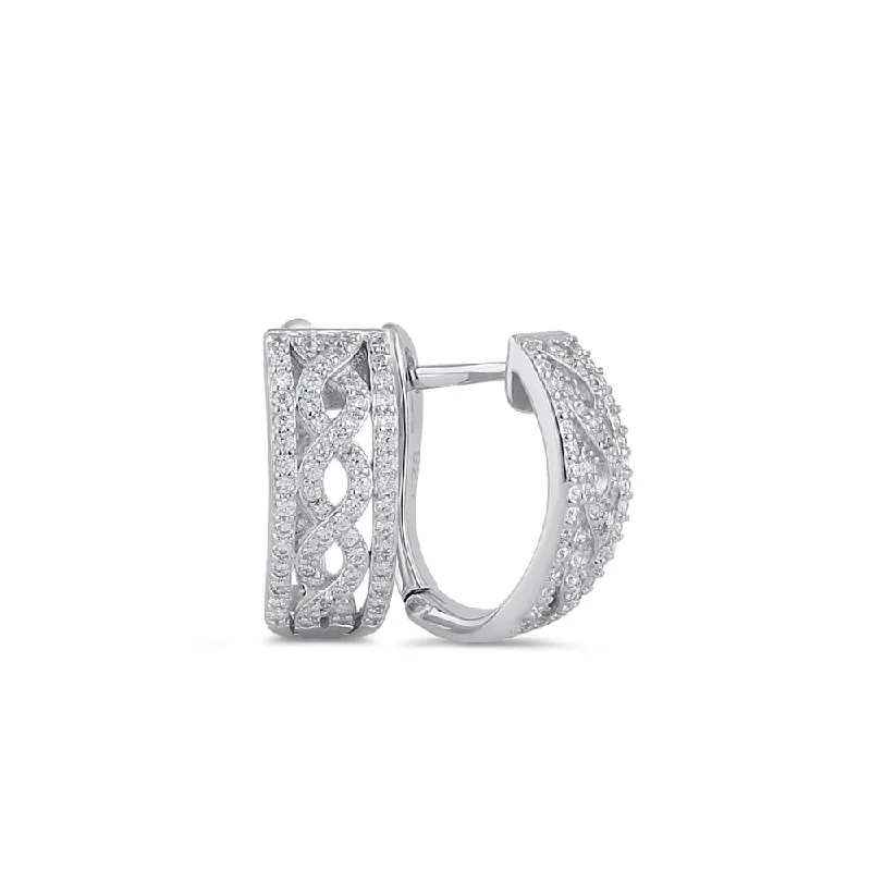 trendy statement earrings for women -trendy statement earrings for women -Sterling Silver Clear CZ Twist Hoop Earrings