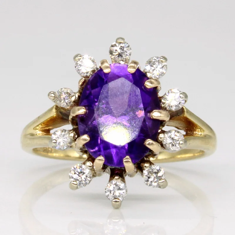 sophisticated rings for women -sophisticated rings for women -Amethyst & Diamond Halo Ring | 1.90ct, 0.25ctw | SZ 5 |