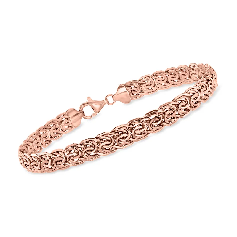 fashionable charm bracelets -fashionable charm bracelets -Ross-Simons 14kt Rose Gold Flat Byzantine Bracelet