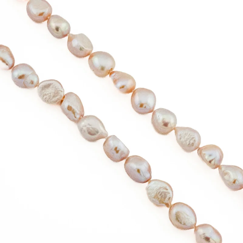 women’s engagement necklaces -women’s engagement necklaces -8MM-10mm Baroque Pearl Single Strand 18" Necklace in .925 Sterling Silver