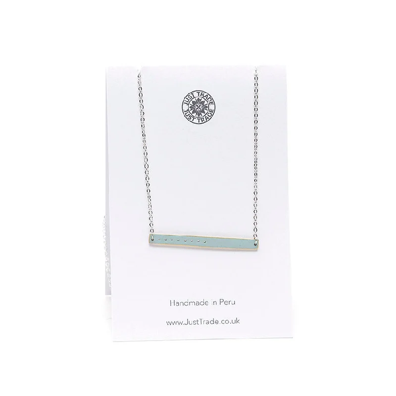 women’s necklaces -women’s necklaces -Just Trade Elegant Duck Egg Blue Bar Necklace