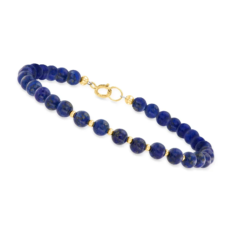 minimalist gold bangles -minimalist gold bangles -Canaria 4-5mm Lapis Bead Bracelet in 10kt Yellow Gold