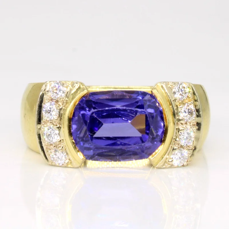 engraved rings for women -engraved rings for women -Tanzanite & Diamond Cocktail Ring | 3.00ct, 0.28ctw | SZ 6.75 |