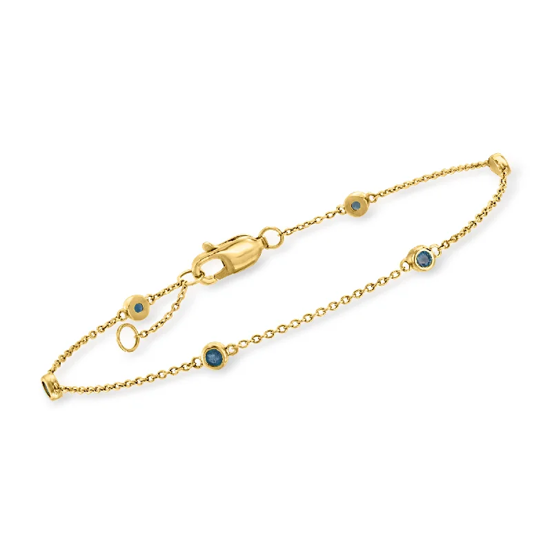 dainty bracelets for women -dainty bracelets for women -Ross-Simons Sapphire Station Bracelet in 14kt Yellow Gold