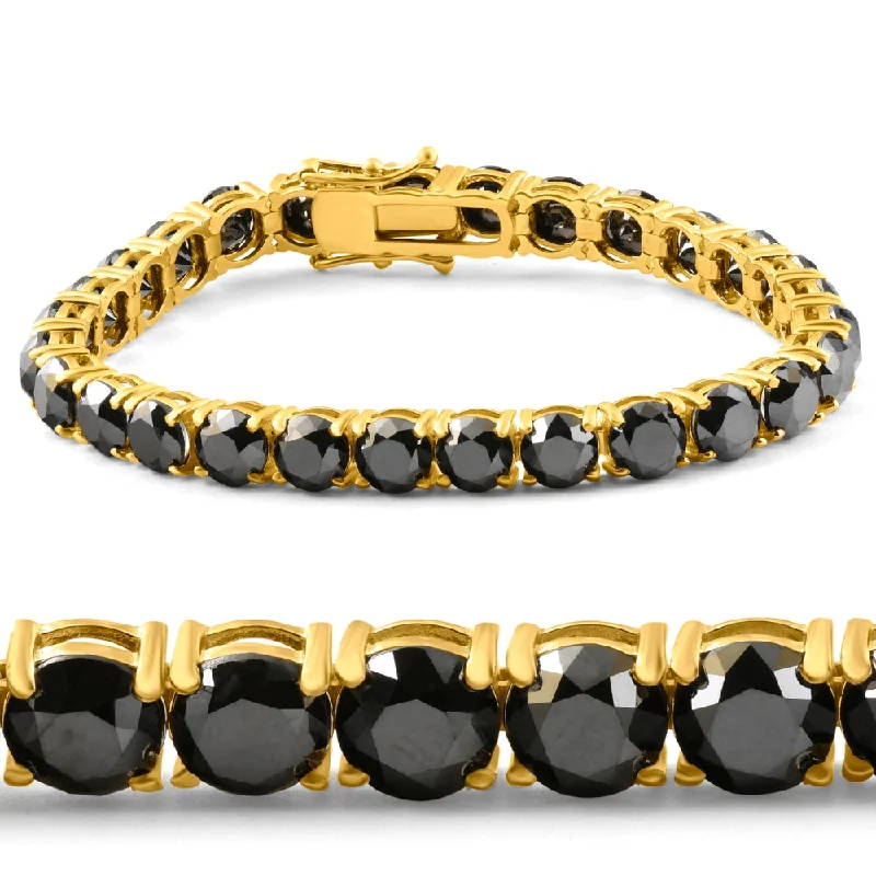 leather bangles for women -leather bangles for women -35Ct Black Diamond 14k Yellow Gold Women's Tennis Bracelet 7"