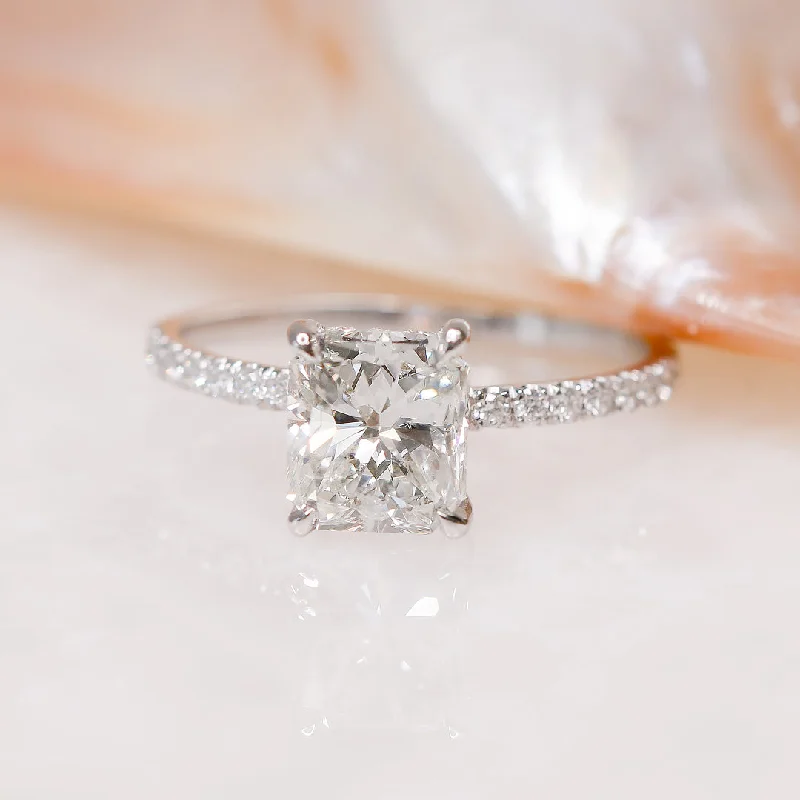 wedding bands and engagement rings for women -wedding bands and engagement rings for women -Evening Light Hidden Halo Natural Radiant  Diamond Engagement Ring