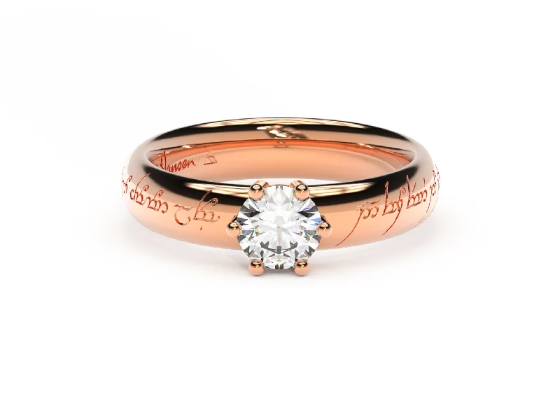 luxury diamond solitaire engagement rings -luxury diamond solitaire engagement rings -Classic Elvish Engagement Ring, Red Gold