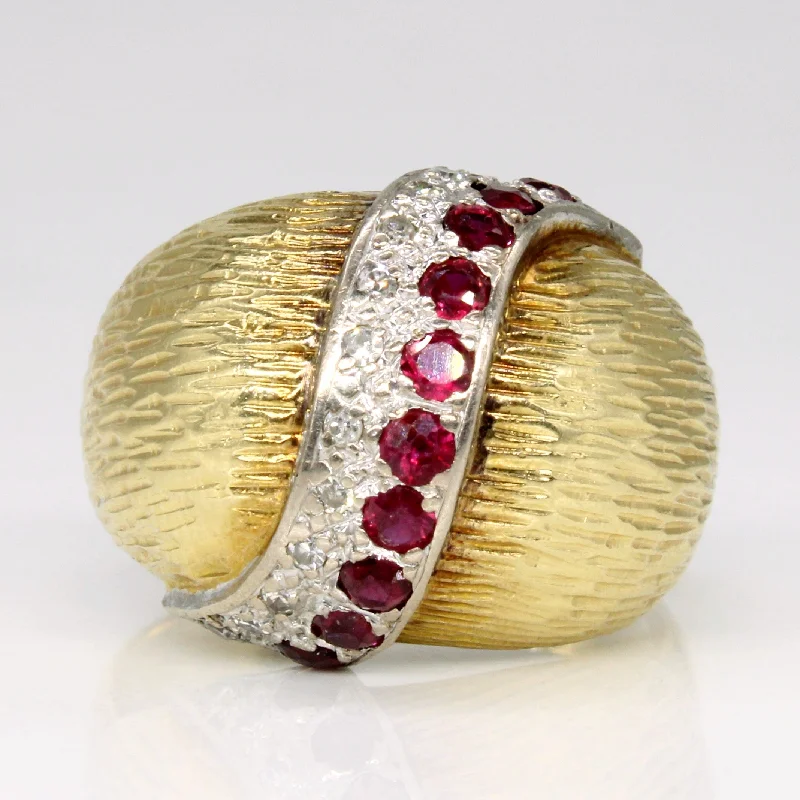 women’s birthstone rings -women’s birthstone rings -Ruby & Diamond Cocktail Ring | 0.50ctw, 0.08ctw | SZ 8 |