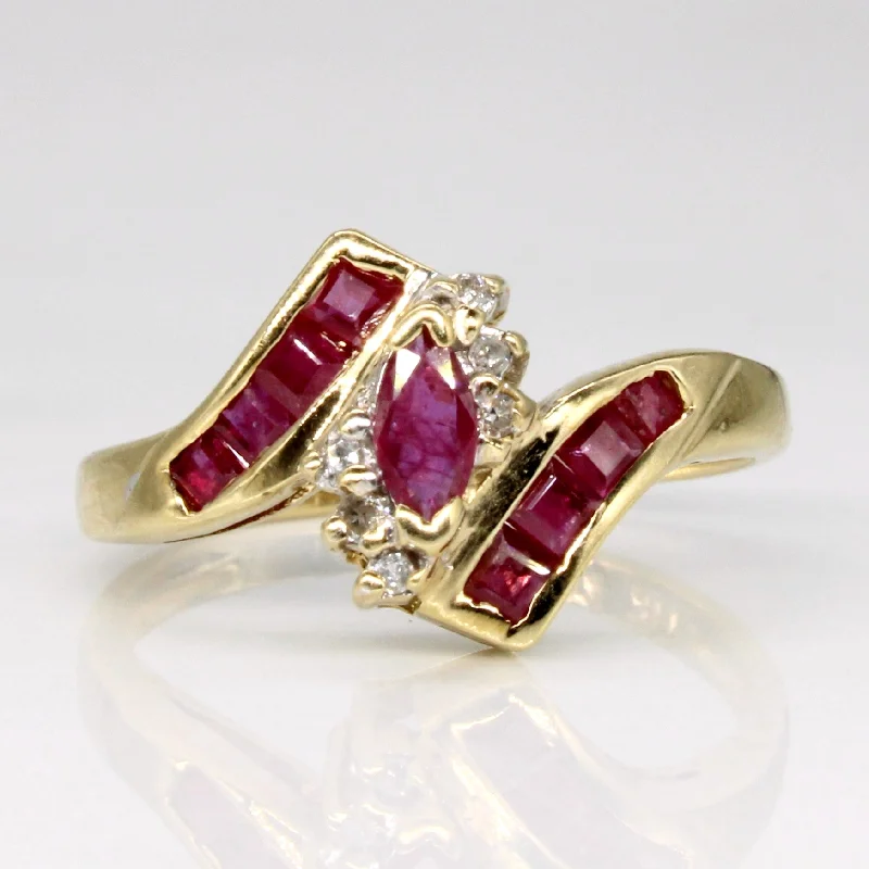 vintage engagement rings for women -vintage engagement rings for women -Ruby & Diamond Waterfall Ring | 0.35ctw, 0.03ctw | SZ 6 |