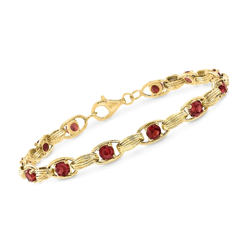 stackable bangles for women -stackable bangles for women -Ross-Simons Garnet Oval-Link Bracelet in 14kt Yellow Gold