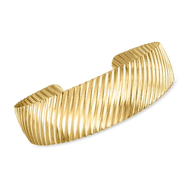 custom charm bangles for women -custom charm bangles for women -Ross-Simons Italian 18kt Gold Over Sterling Ribbed Cuff Bracelet